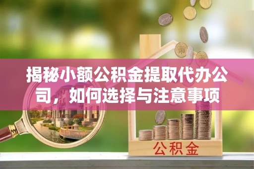 尚志揭秘小额公积金提取代办公司，如何选择与注意事项